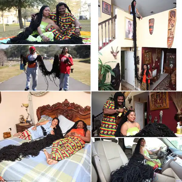 Woman with world’s longest dreadlocks, reveals her Kenyan hairstylist husband [Photos]